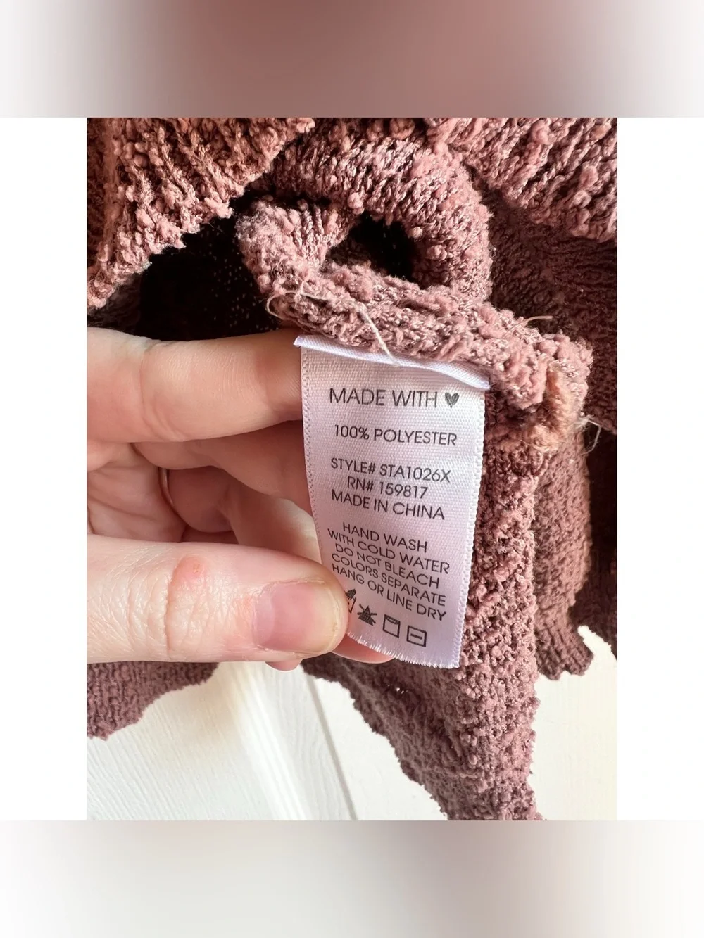 ARULA Mauve Cozy Bubble Fuzz Pullover Sweater